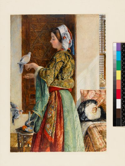 Girl with Two Caged Doves, Cairo, 1864 by John Frederick Lewis